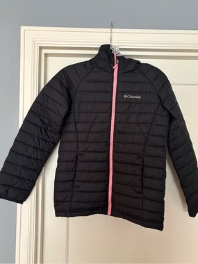 Columbia Kids Black Puffer Jacket with Pink Zipper